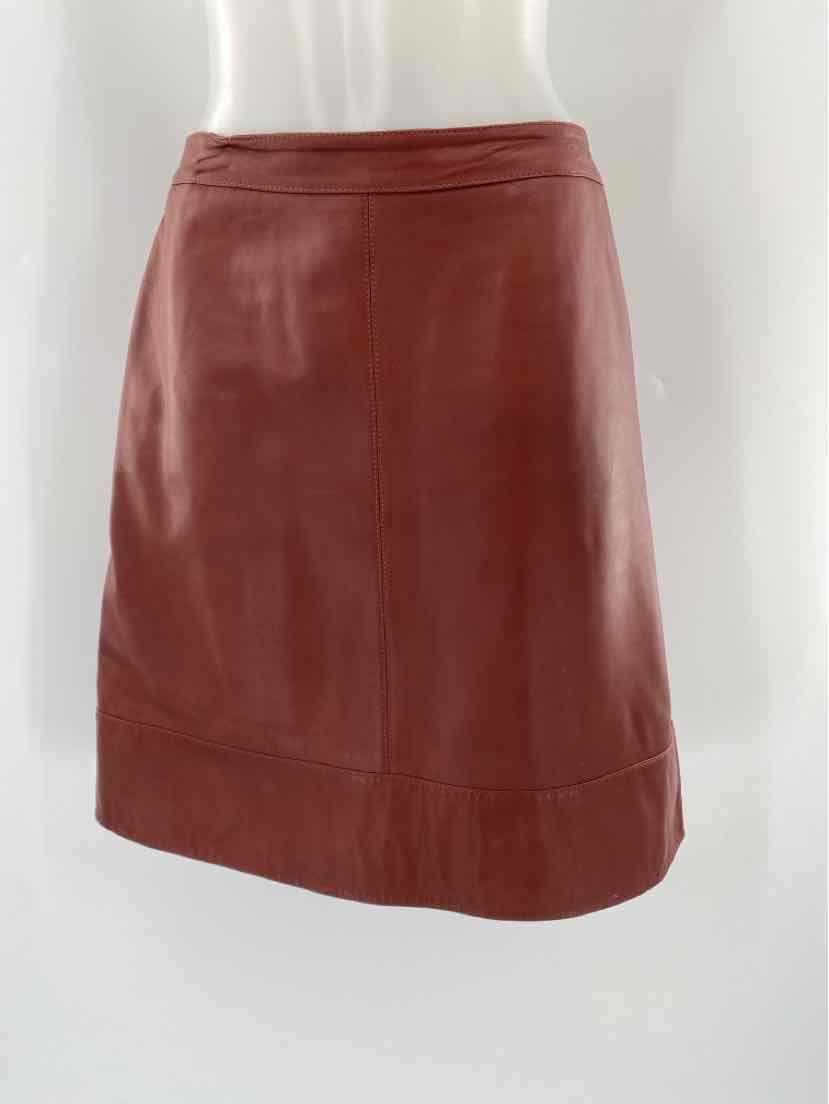 Size 12 HALOGEN Brown Leather Skirt