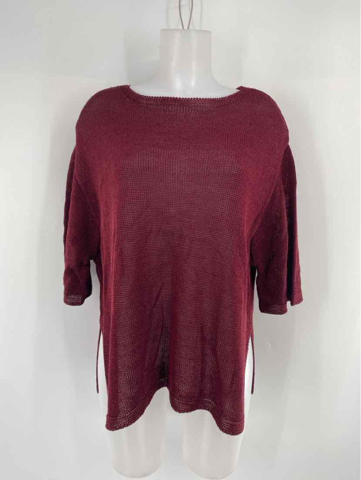 Size L MARINA RINALDI Burgundy Knit Sweater
