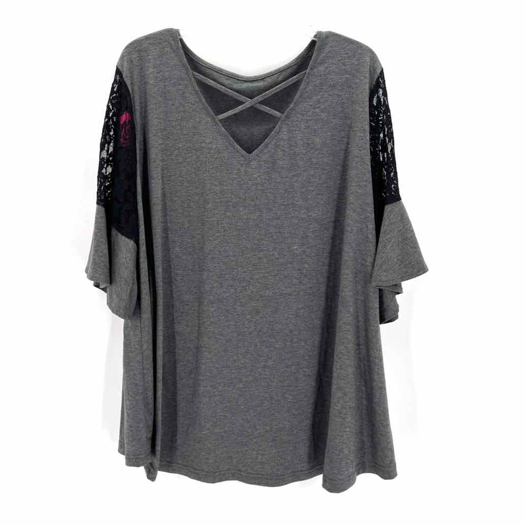 Size 2X Gray Lace Shirt
