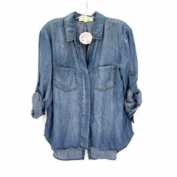 Size M CLOTH & STONE Blue Tencel Chambray Shirt