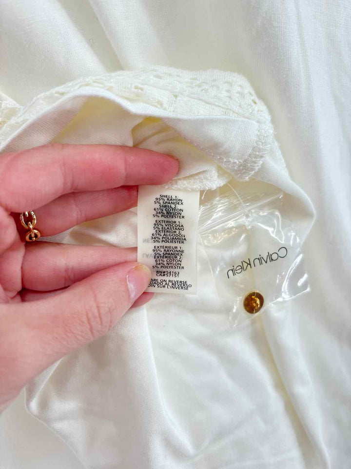 Size 2X Calvin Klein Ivory Lace Shirt
