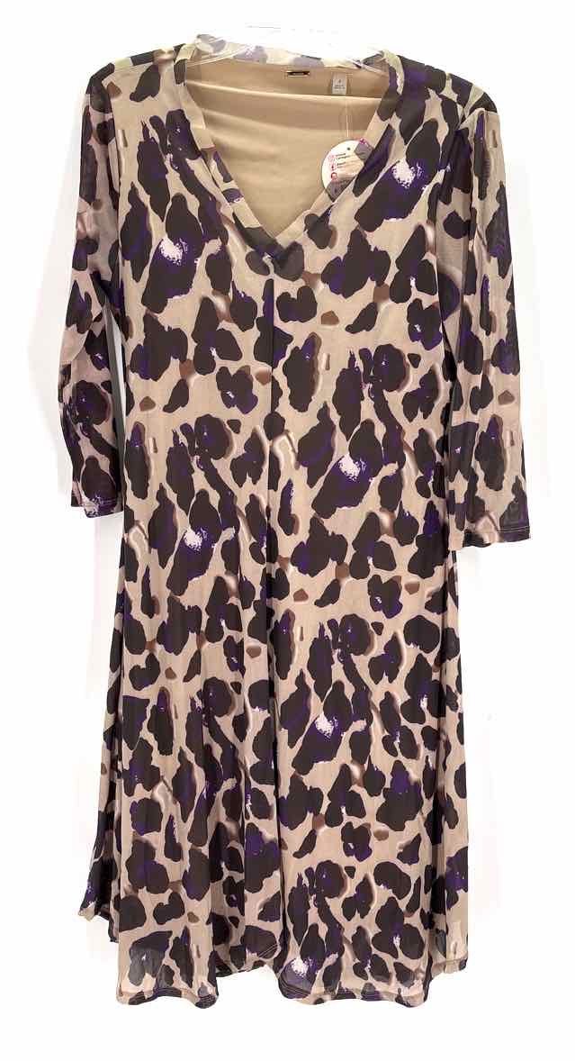 Size 6 TAHARI Tan Mesh Dress