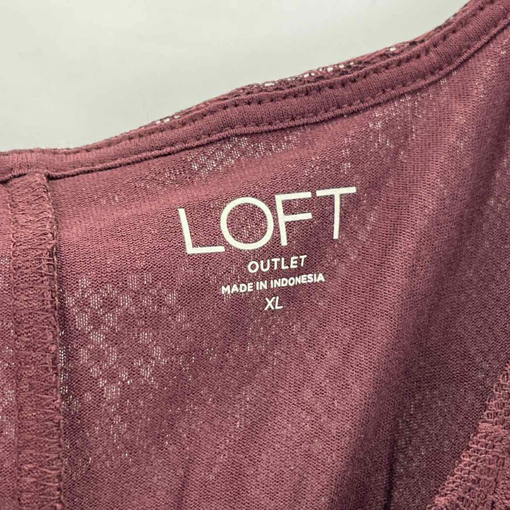 Size XL LOFT Burgundy Lace Shirt