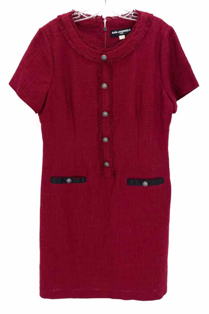 Size 14 KARL LAGERFELD Burgundy Tweed Dress