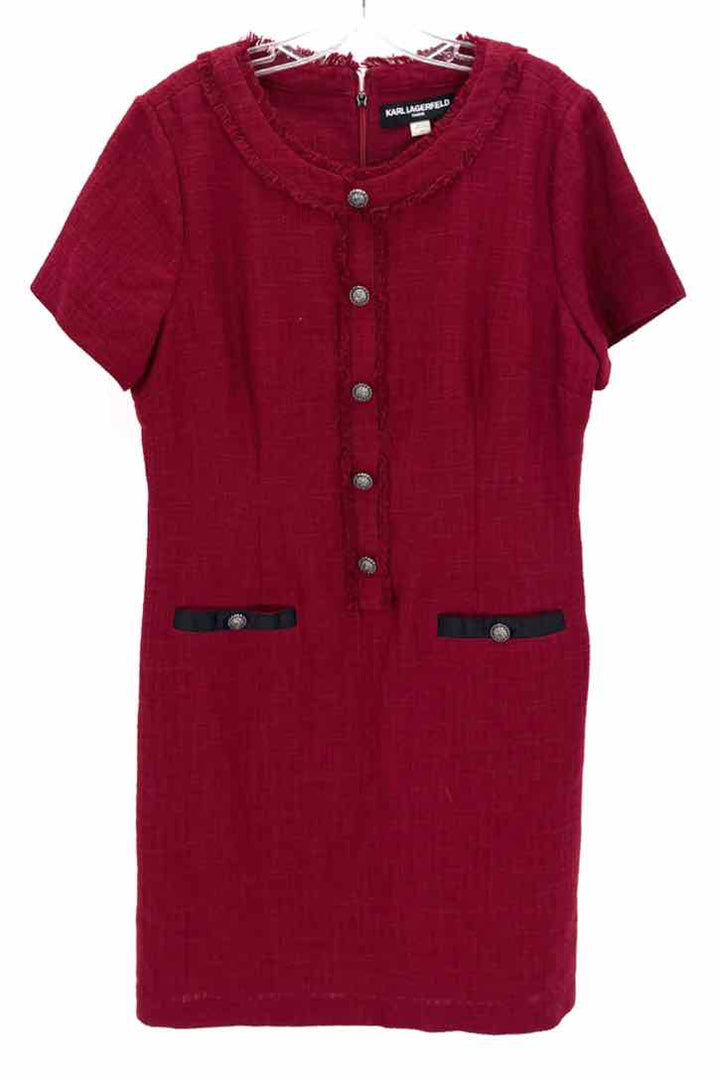 Size 14 KARL LAGERFELD Burgundy Tweed Dress