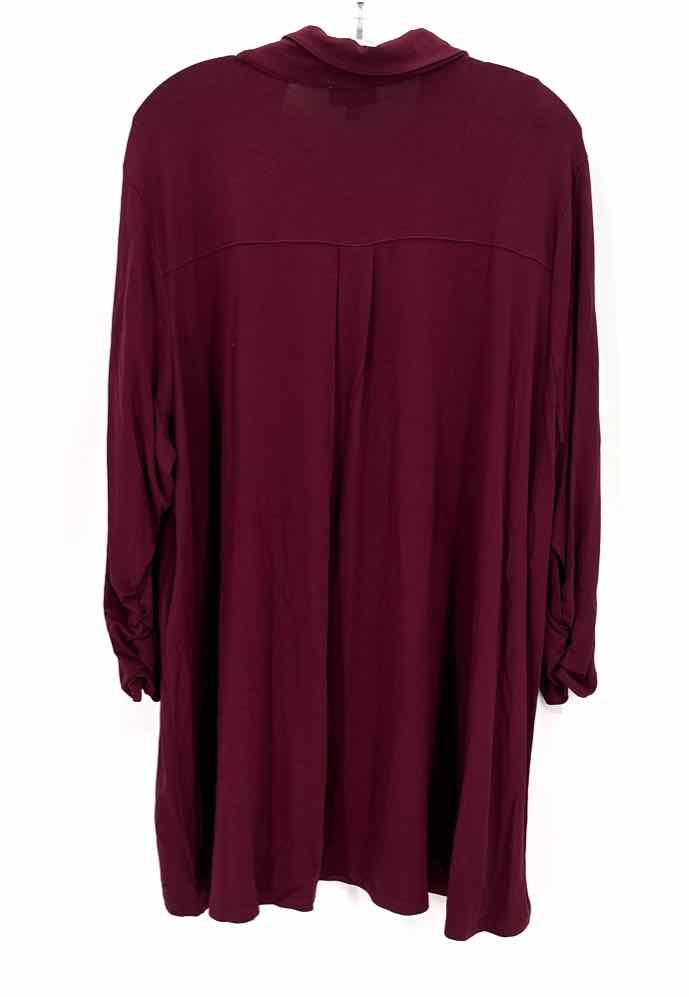 Size 3X KIM ROGERS Burgundy Shirt