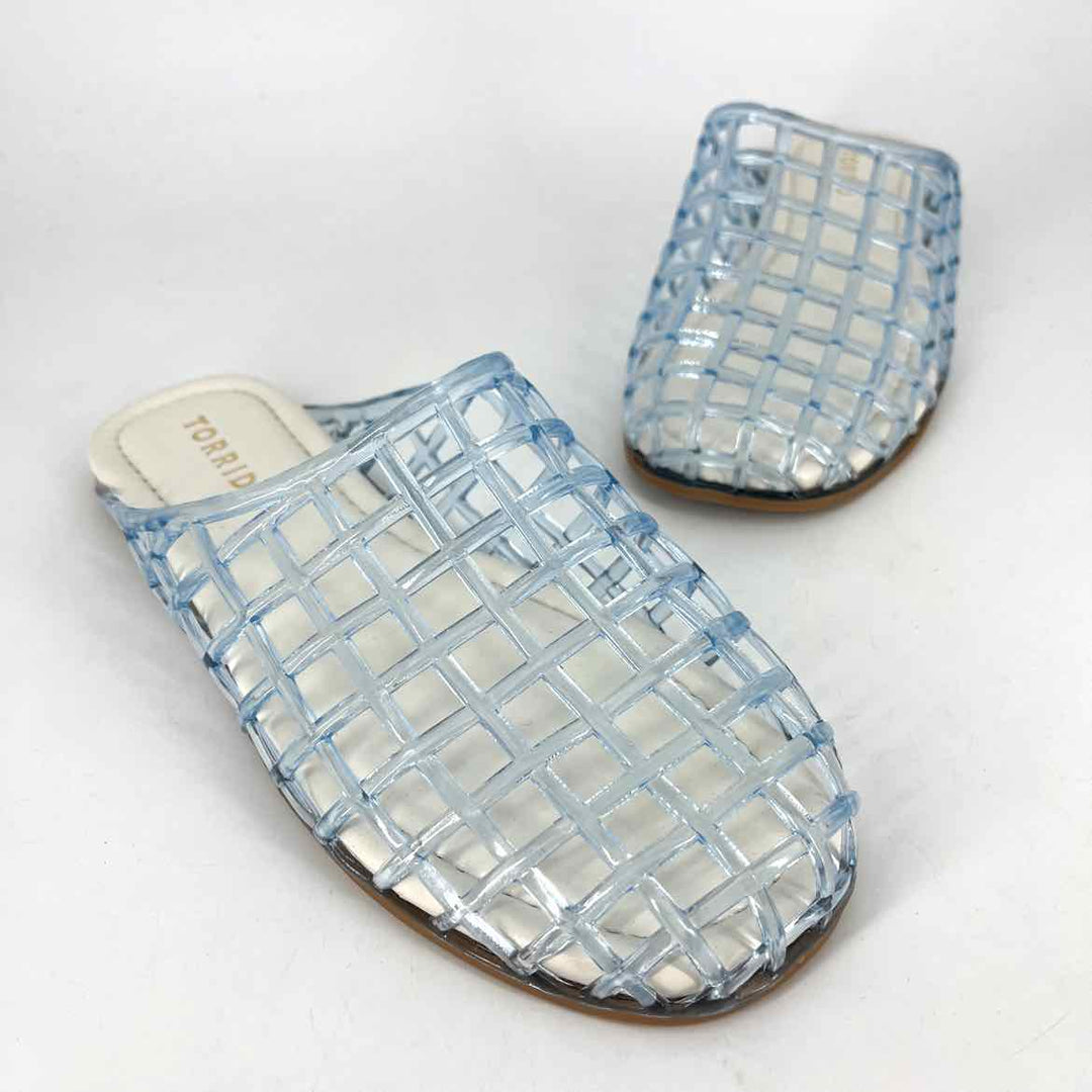 Shoe Size 8 Torrid Light Blue Faux Leather Plastic Flats