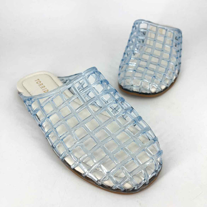 Shoe Size 8 Torrid Light Blue Faux Leather Plastic Flats
