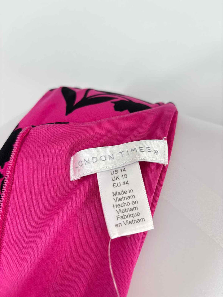 Size 14 LONDON TIMES PINK PRINT Dress