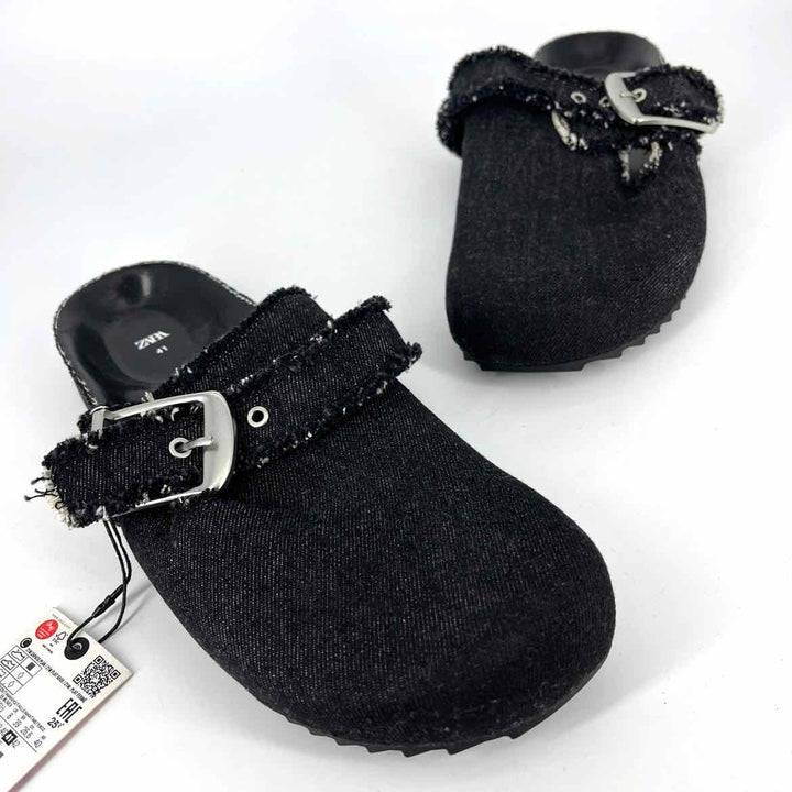 Shoe Size 41 ZARA Black Denim Clogs