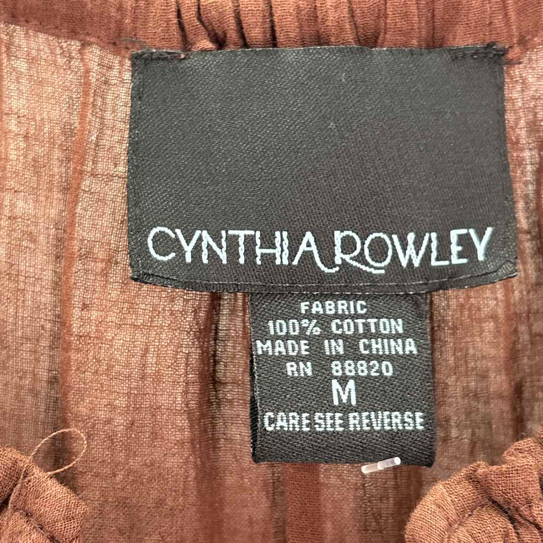 Size M CYNTHIA ROWLEY Brown Shirt