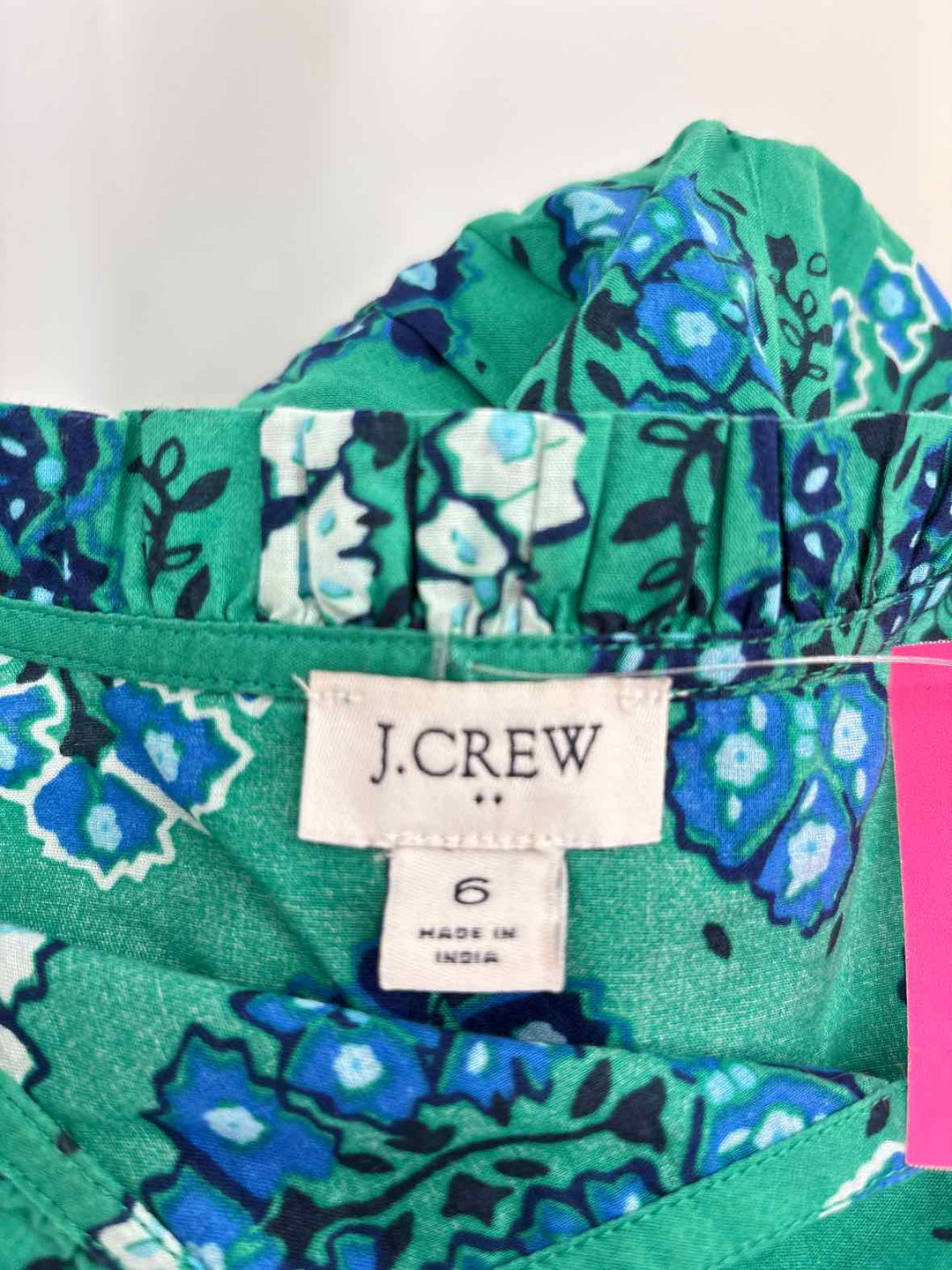 Size 6 J Crew Green Print Dress