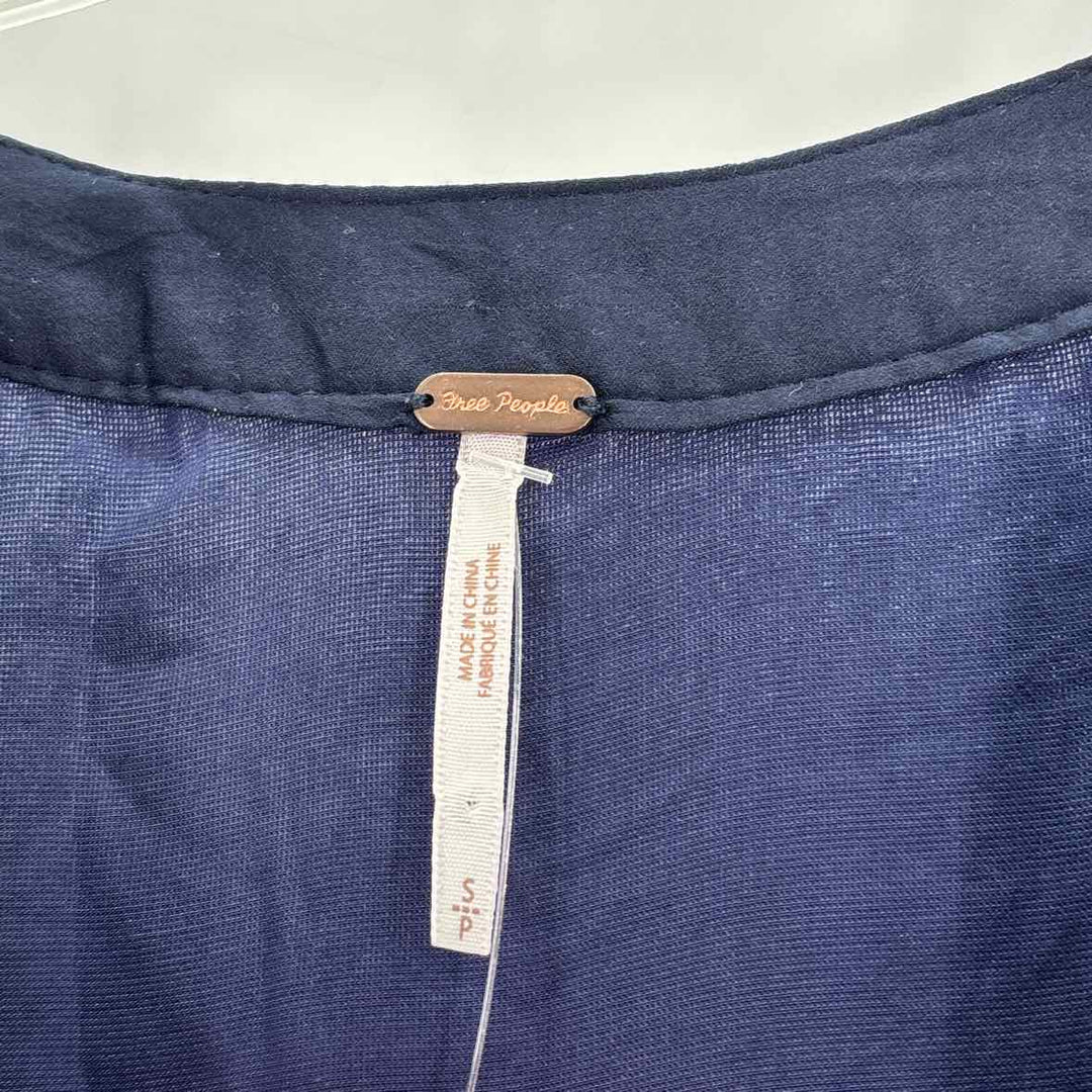 Size S FREE PEOPLE Navy Suede Shirt