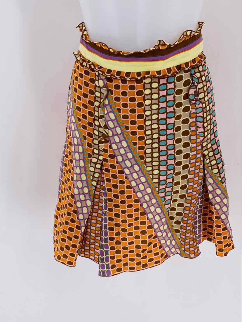 Size 4 Multi-Color Silk Luxury - Skirt