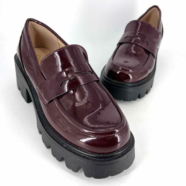 Shoe Size 7.5 Burgundy PATENT Loafers