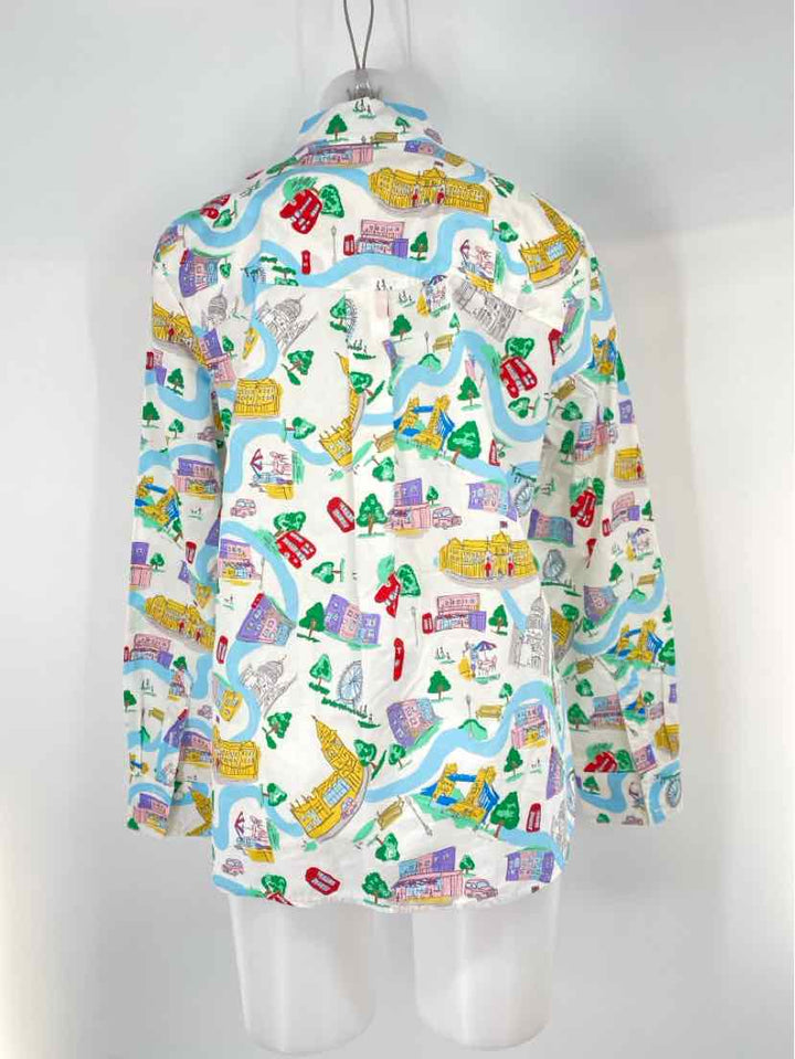 Size 14 Boden White Print Shirt