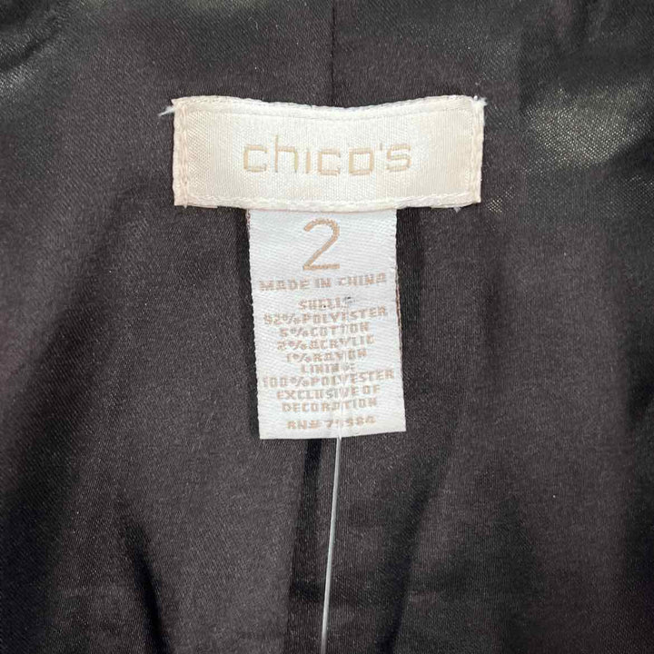 Size L Chico's Multi-Color Tweed Faux Leather Coat
