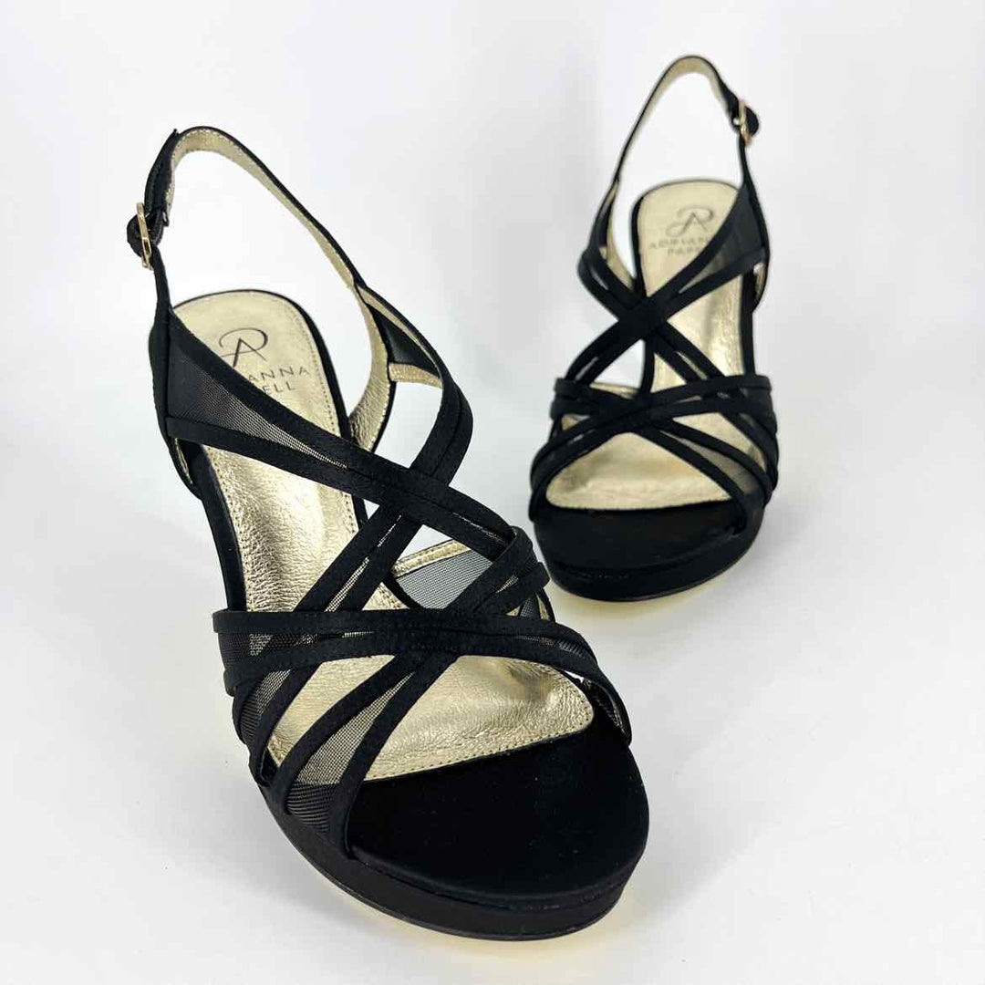 Shoe Size 8 Adrianna Papell Black Satin Mesh Heels