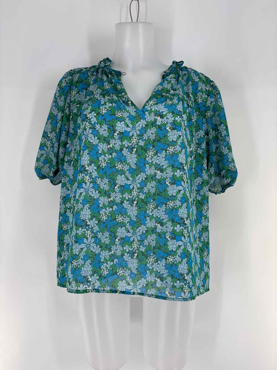 Size L J Crew Green Print Shirt