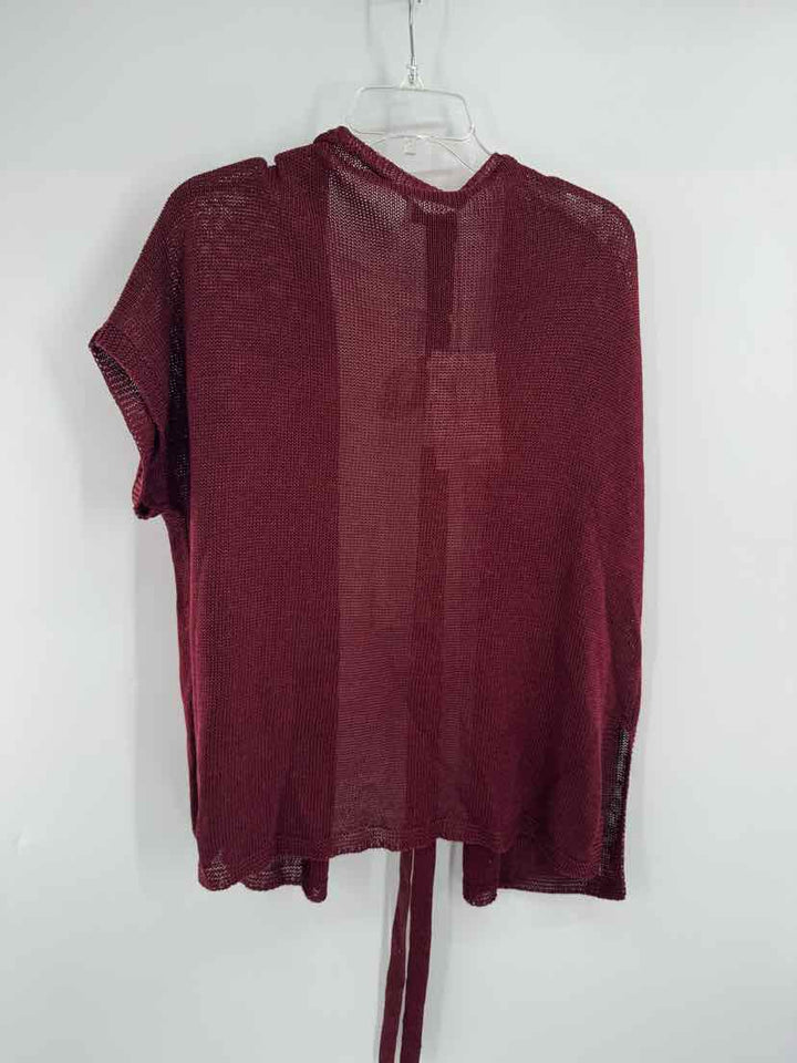 Size M MARINA RINALDI Burgundy Knit Cardigan