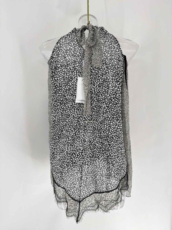 Size 6 DEREK LAM White Print Shirt