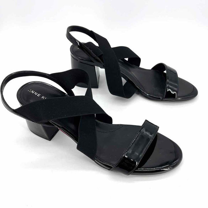 Shoe Size 10 Anne Klein Black Patent Sandals