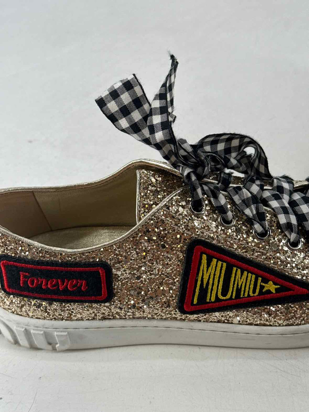 Shoe Size 38 MIU MIU Gold Sneakers