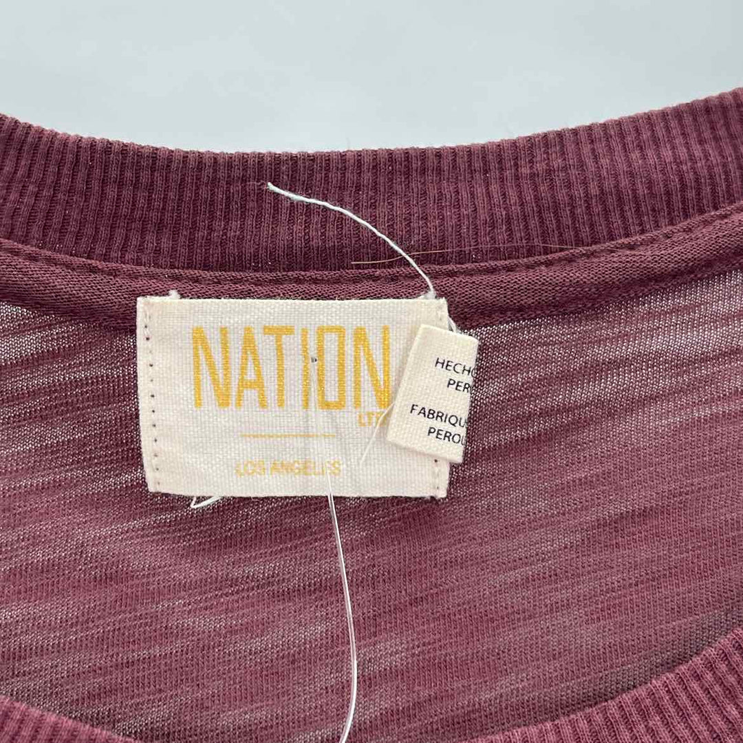 Size S NATION Burgundy Cotton Shirt