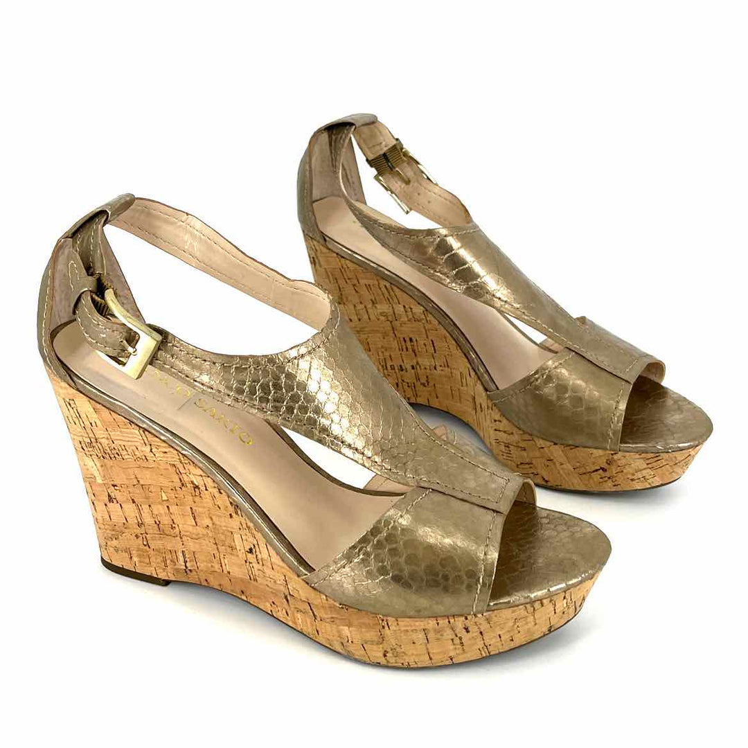 Shoe Size 9.5 FRANCO SARTO Gold Leather Wedge