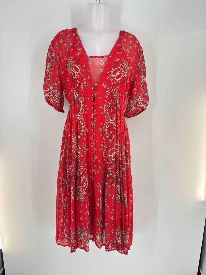 Size M sundance Red Print Dress