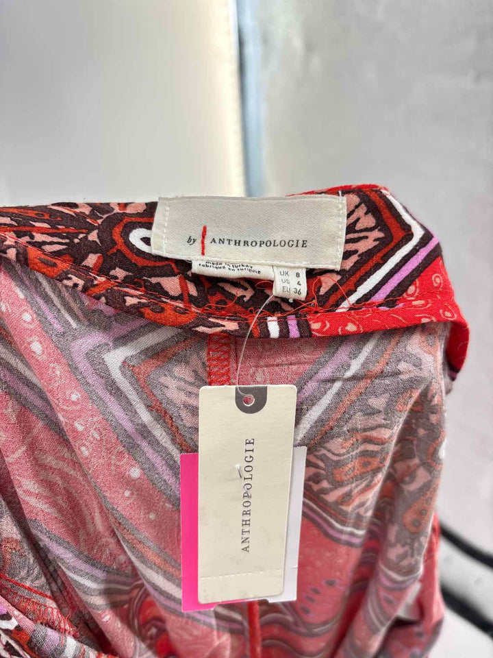 Size 4 Anthropologie Red Print Skirt