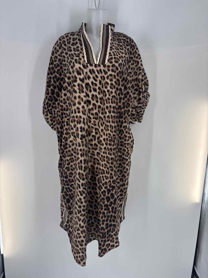Size L ENTRO Brown Print Dress