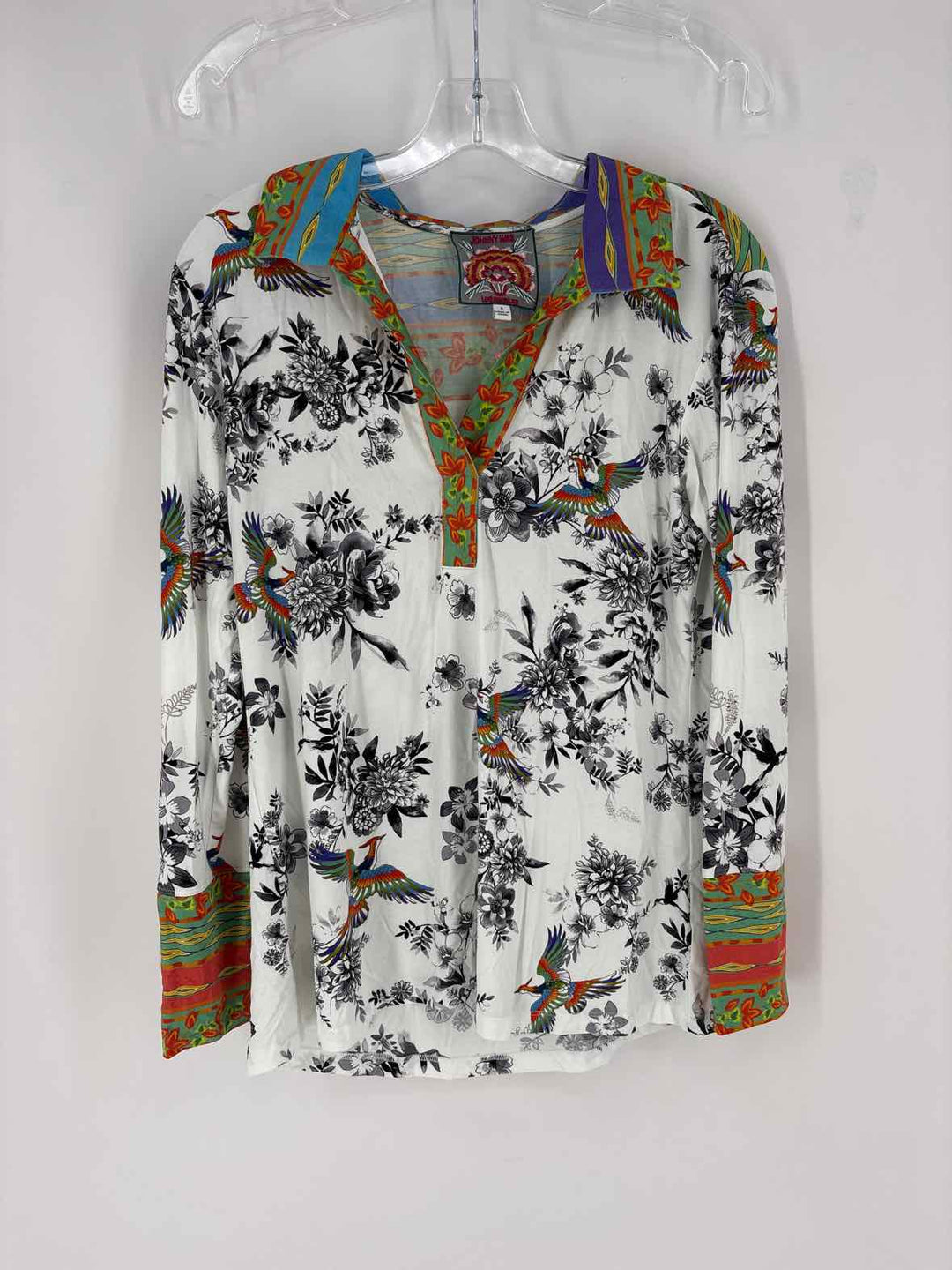 Size S Johnny Was White Print Shirt