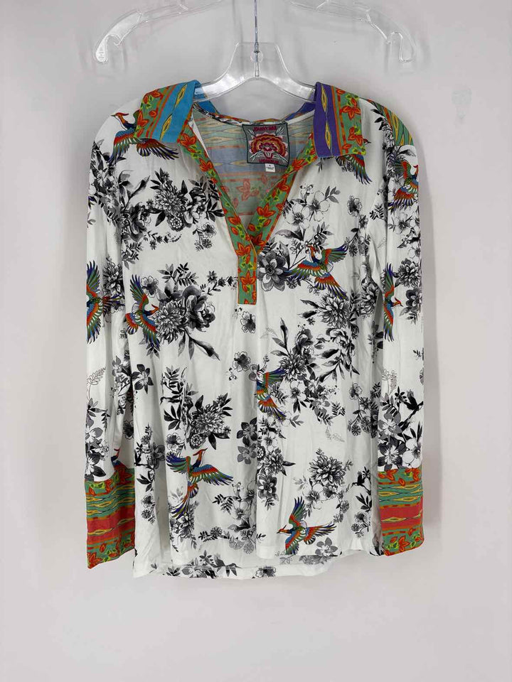 Size S Johnny Was White Print Shirt
