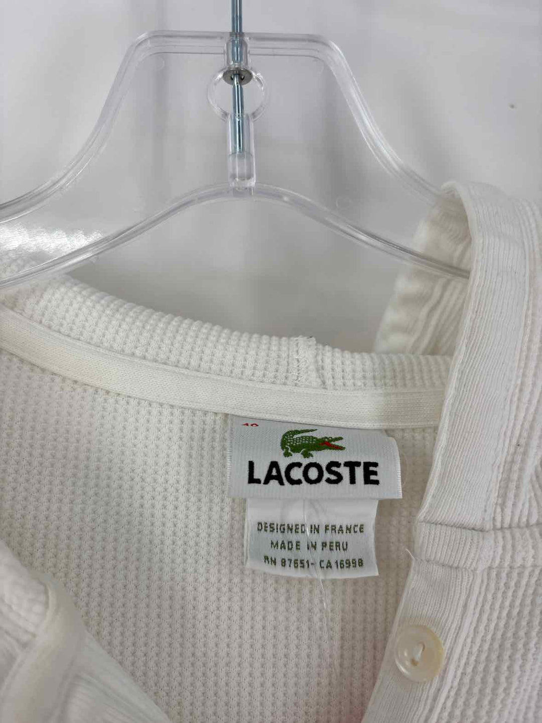 Size M Lacoste White Cotton Shirt