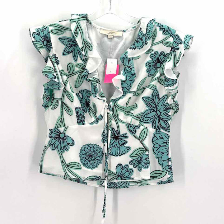 Size XS LOFT White Print Shirt