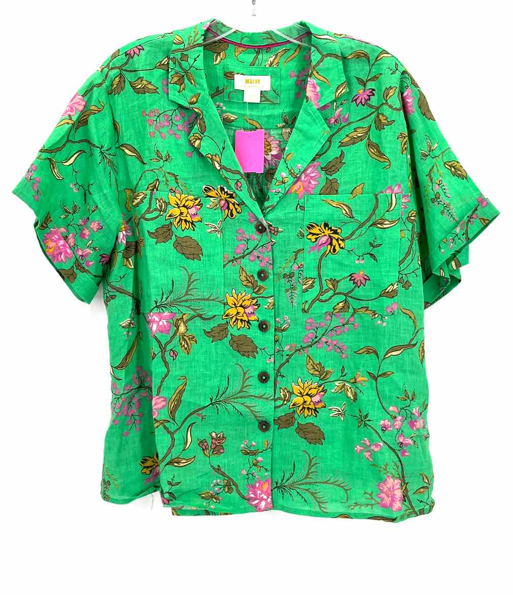 Size L MAEVE Green Linen Shirt