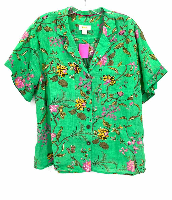 Size L MAEVE Green Linen Shirt