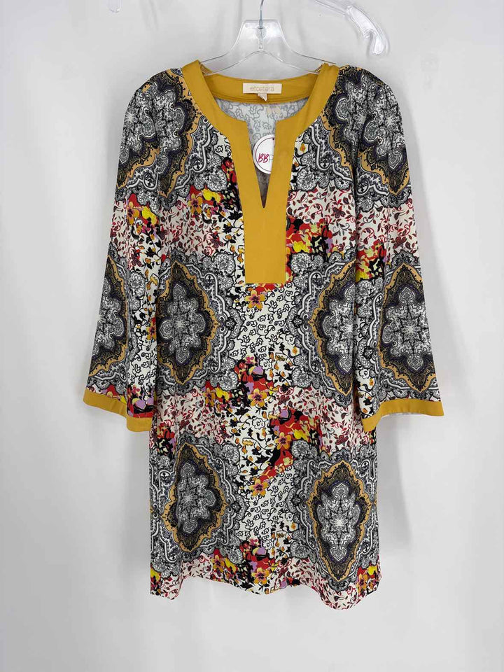 Size 6 ETCETERA Yellow Print Dress