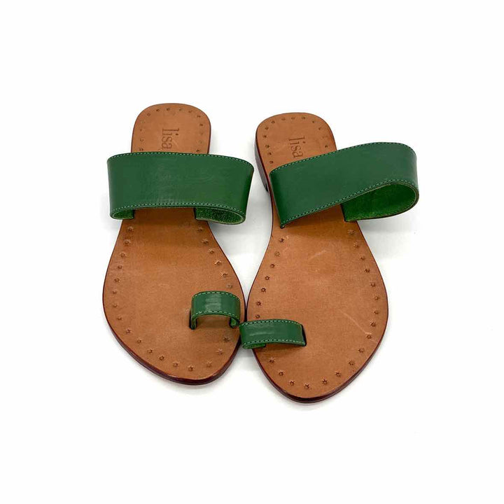 Shoe Size 6 Green Leather Sandals