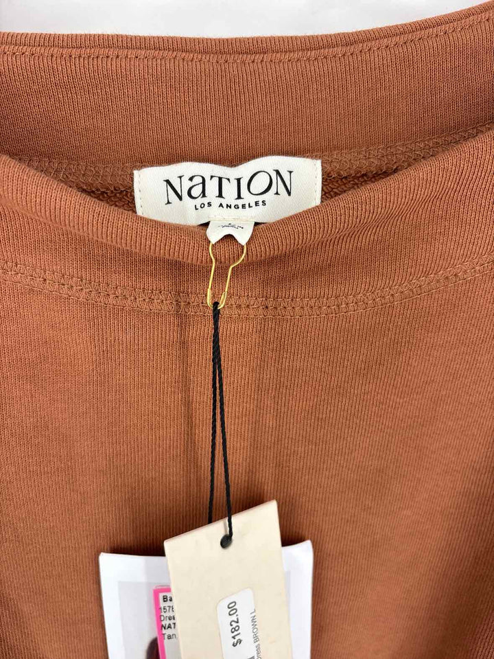 Size L NATION Tan Cotton Dress