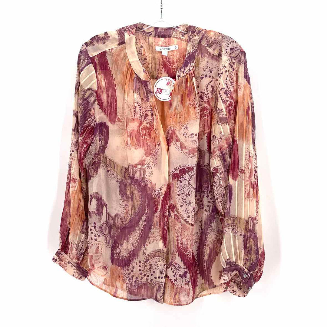 Size 12 Chico's PINK PRINT Shirt