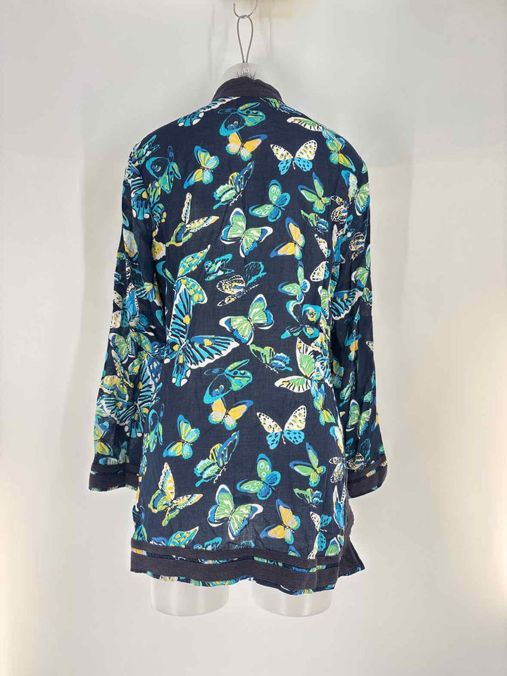 Size 12 Tory Burch Navy Print Shirt
