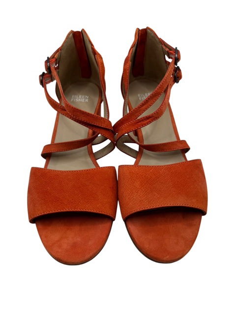 Shoe Size 9 Eileen Fisher Orange Suede Sandals