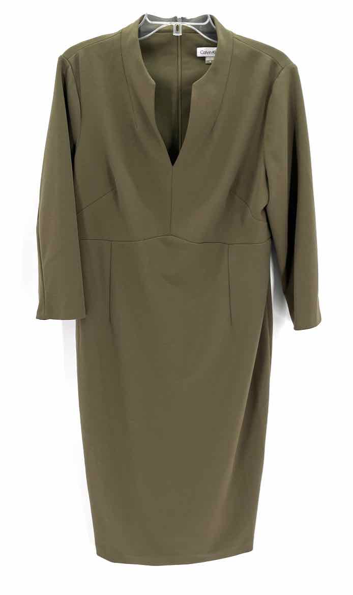 Size 14 Calvin Klein Olive Dress