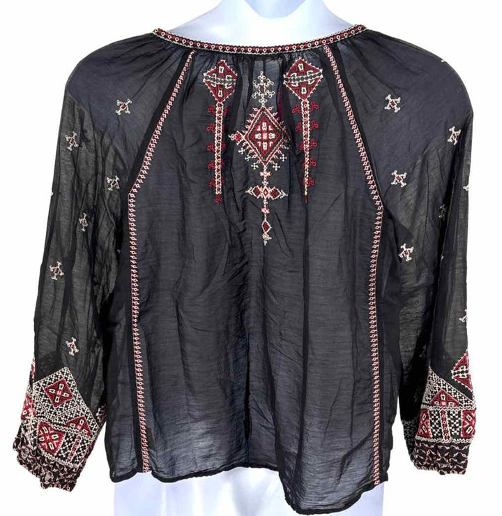 Size L Johnny Was Black Cotton Shirt