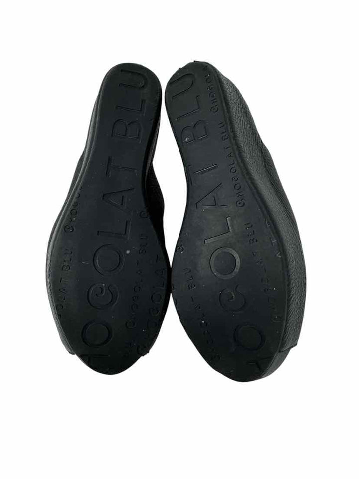 Shoe Size 8 CHOCOLATE BLU Black Leather Mules
