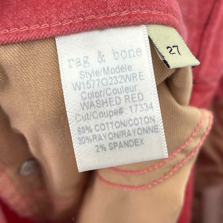 Size 27 RAG & BONE Coral Velour Pants