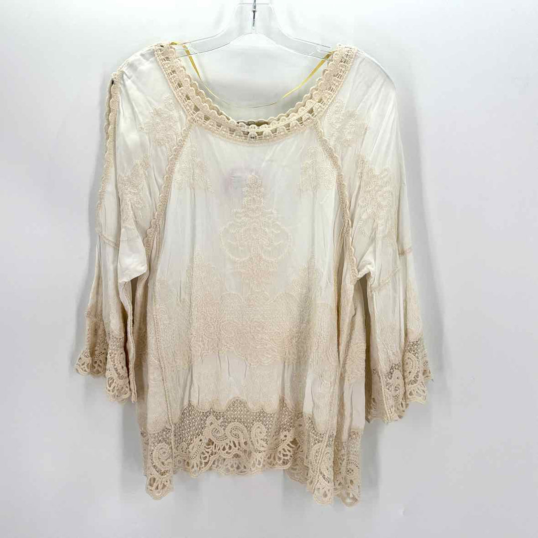Size L DEMOCRACY Multi-Color Crochet Shirt