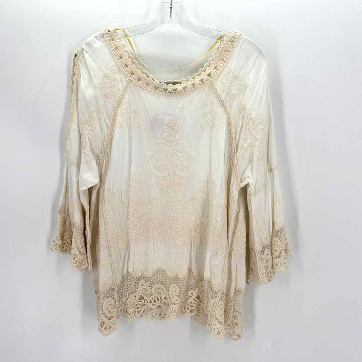 Size L DEMOCRACY Multi-Color Crochet Shirt